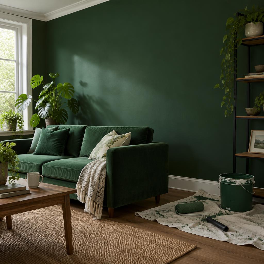 Living pintado de verde